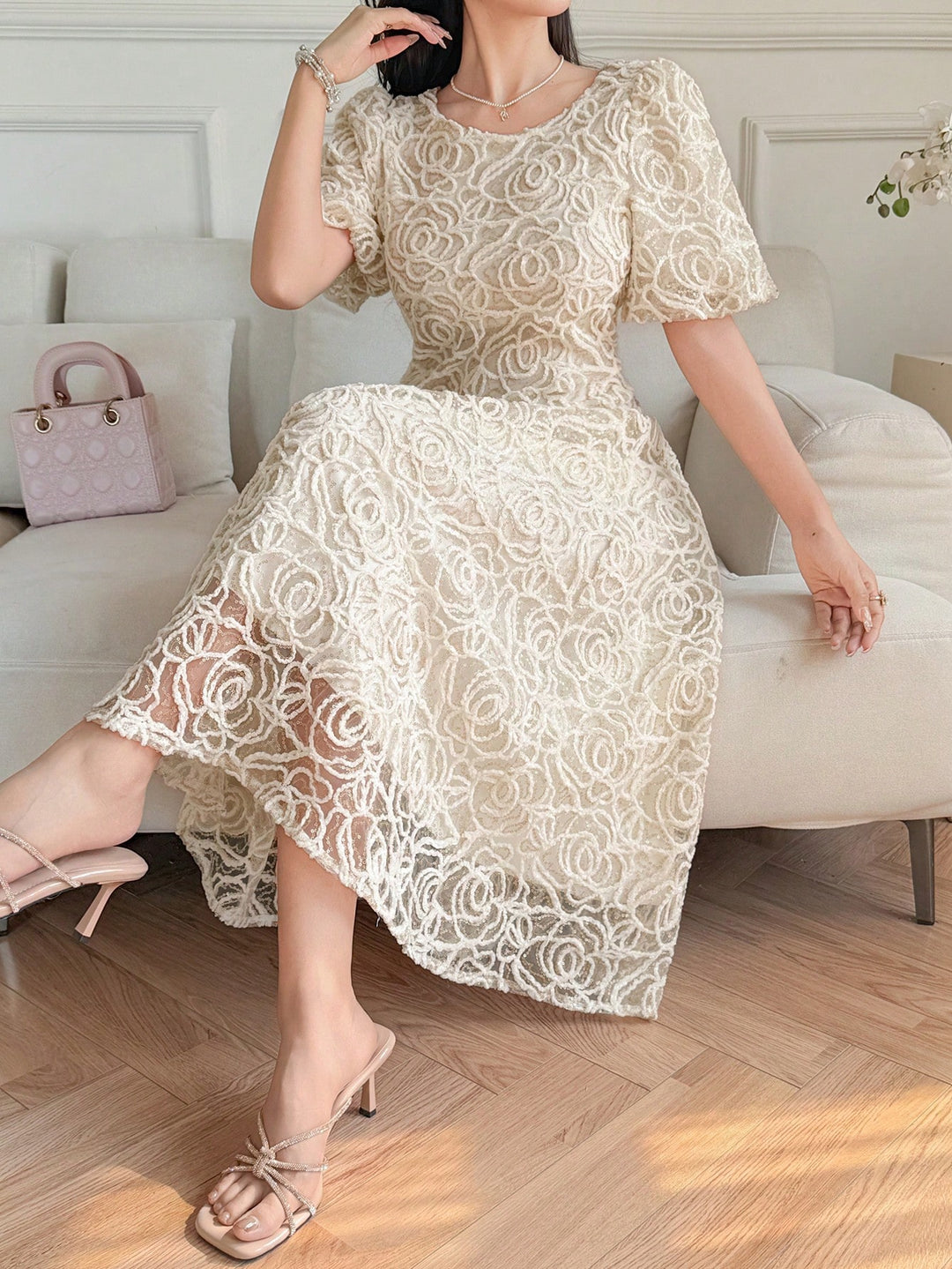 Rochie midi SHEIN, bej