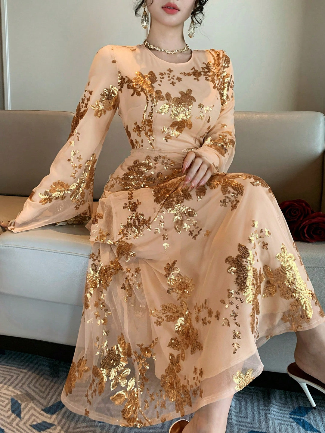 Rochie midi SHEIN, bej
