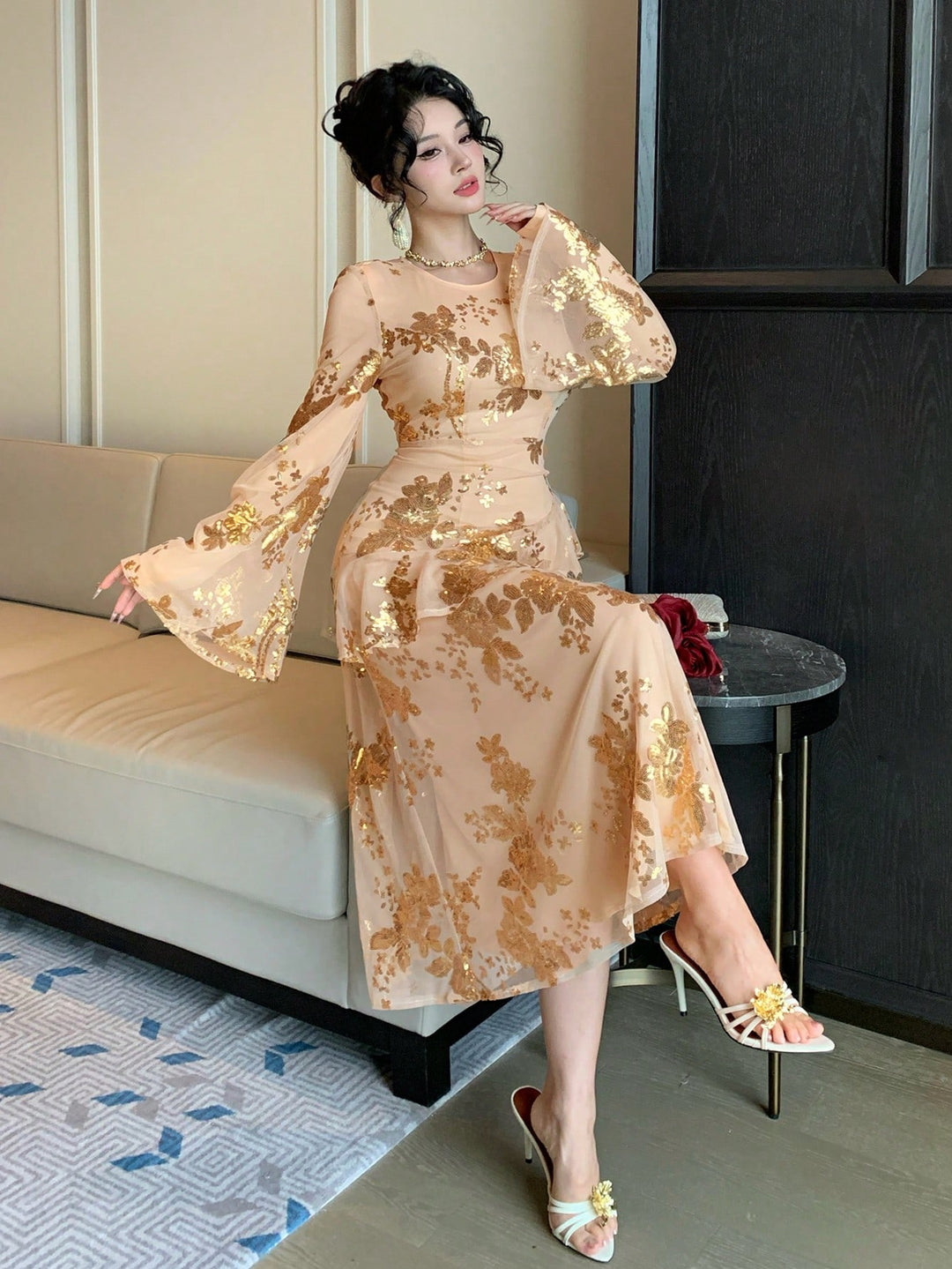 Rochie midi SHEIN, bej