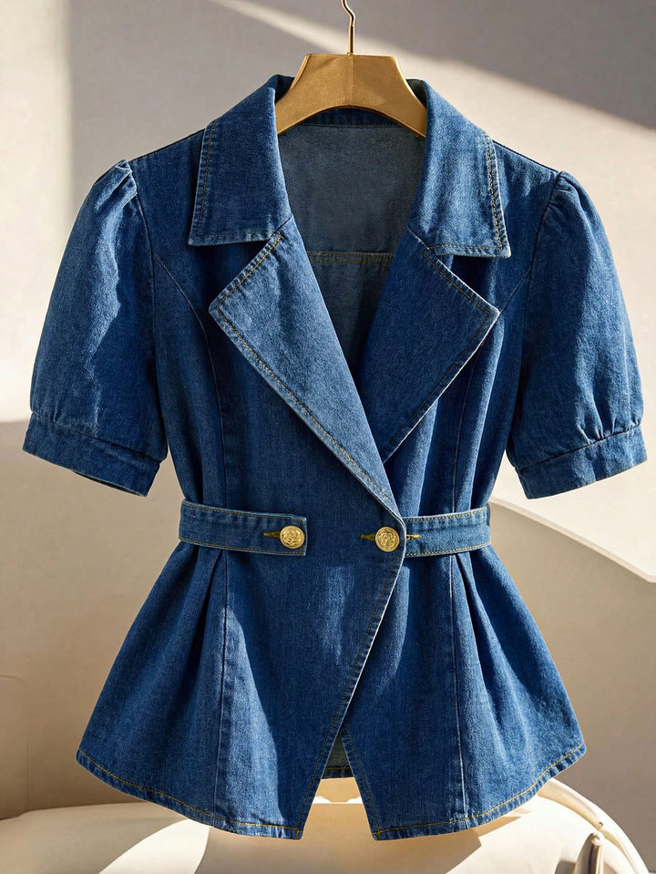 Jachetă de denim SHEIN, albastru