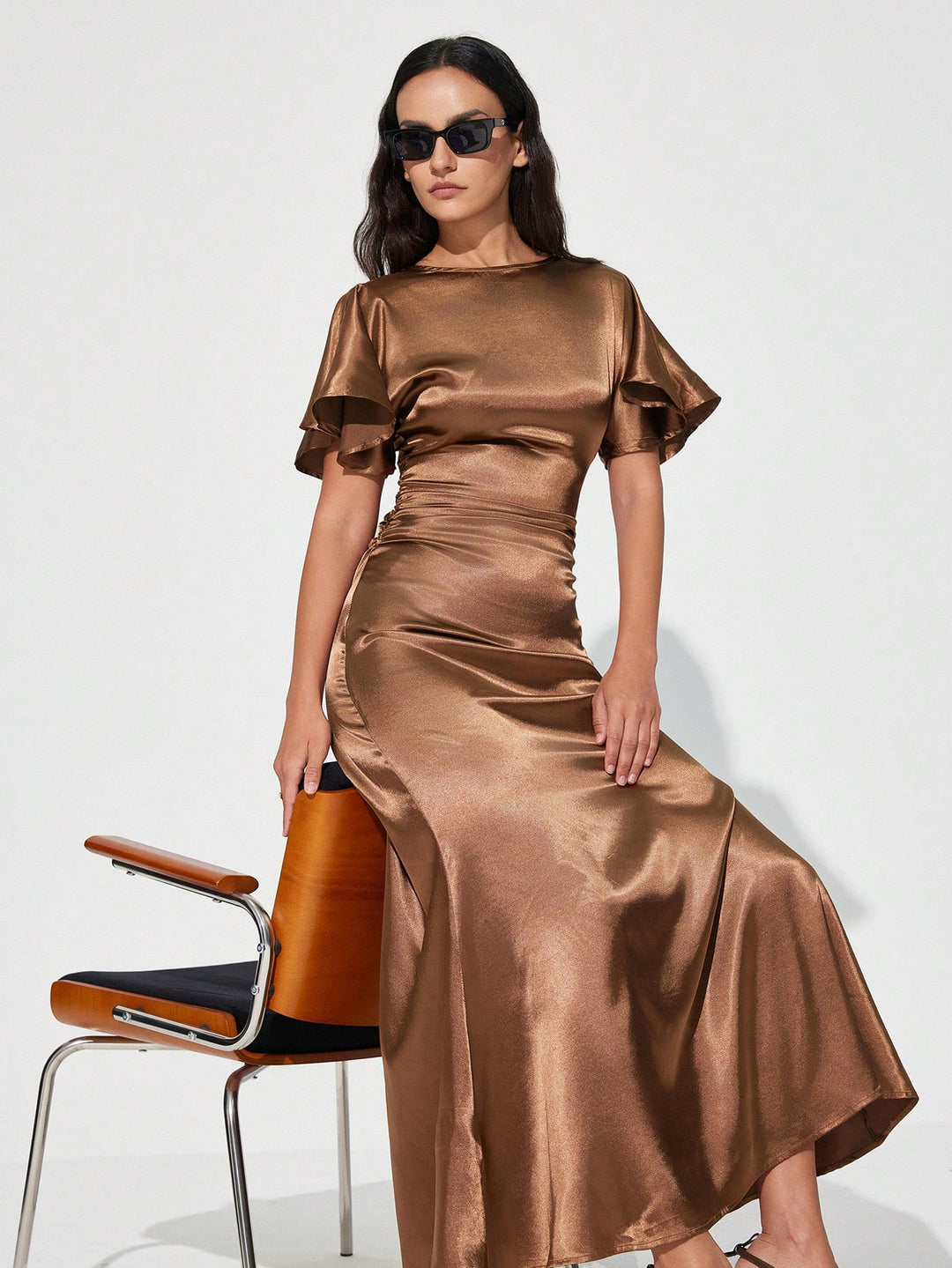 Rochie maxi SHEIN, auriu