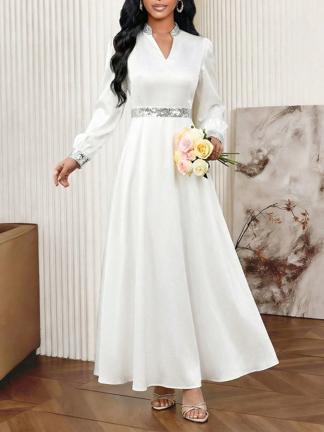 Rochie maxi SHEIN, alb