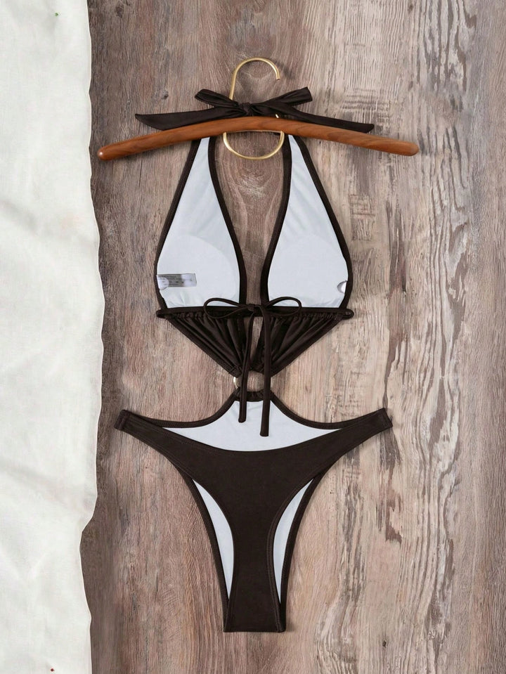 Costum de baie SHEIN, maro