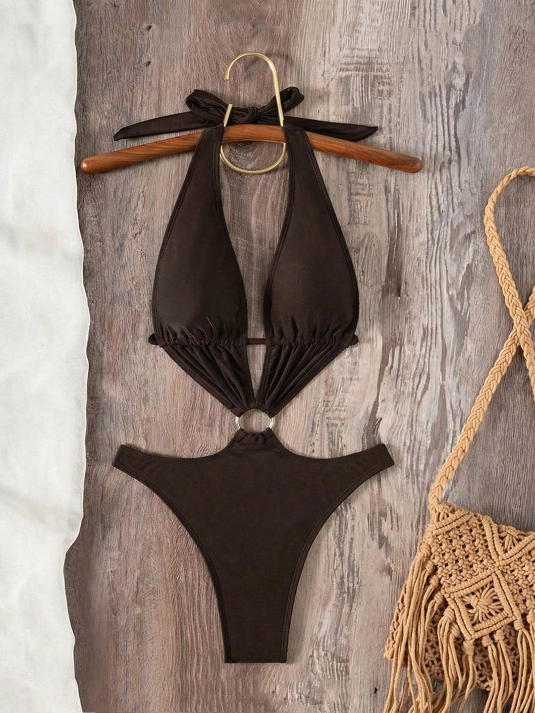 Costum de baie SHEIN, maro