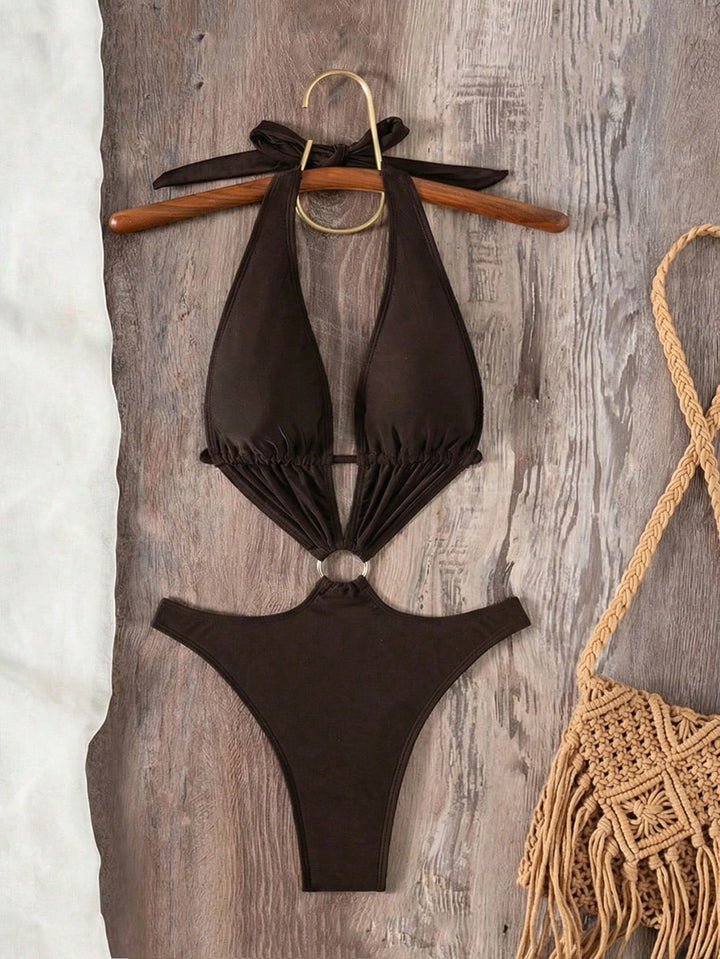 Costum de baie SHEIN, maro