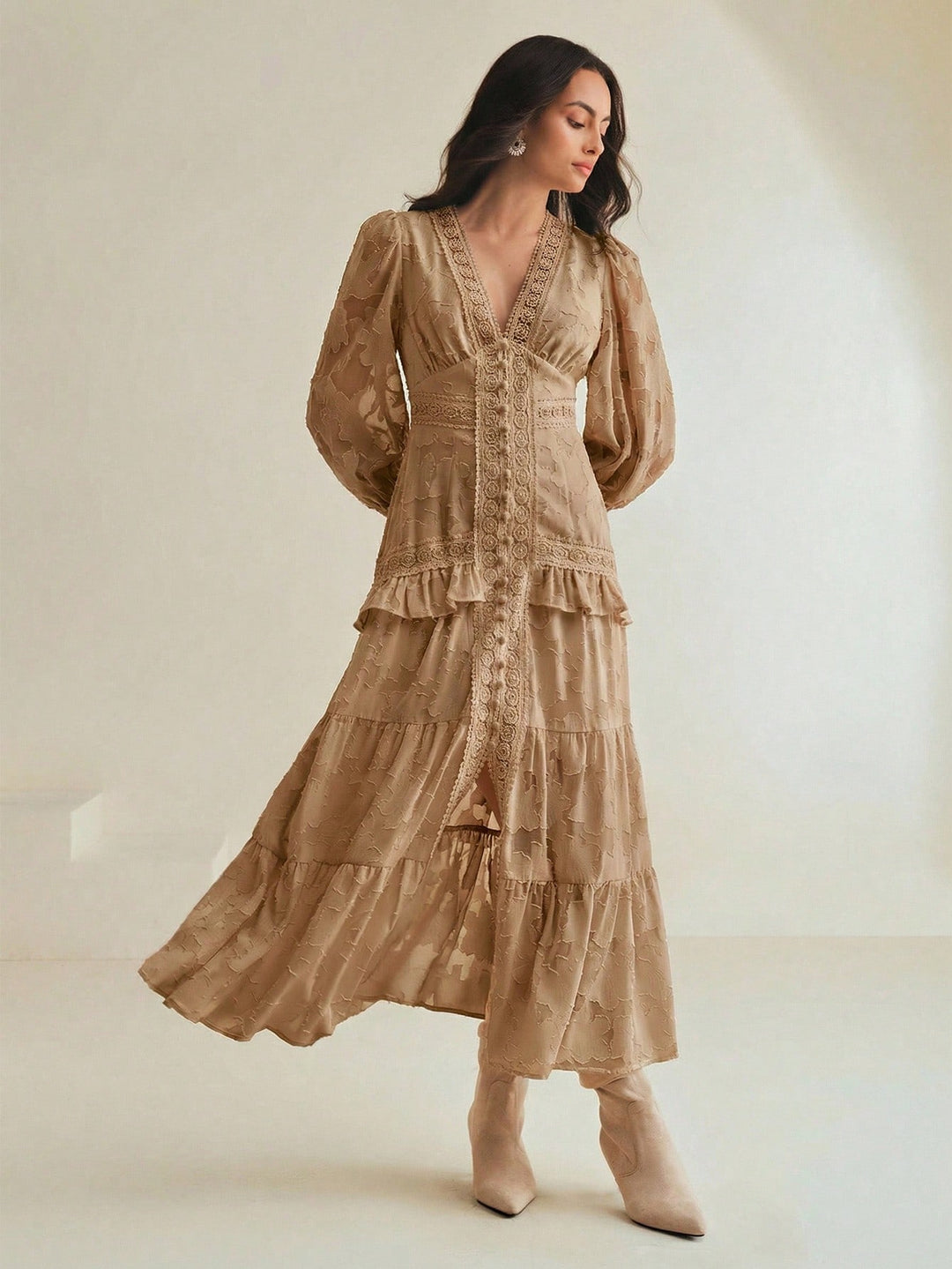 Rochie maxi SHEIN, kaki