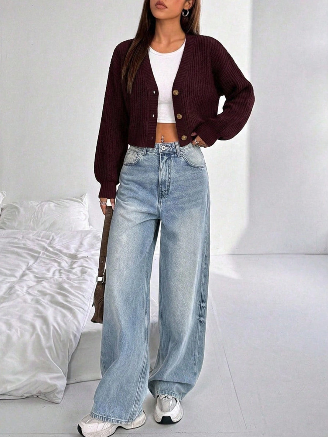 Cardigan SHEIN, maro