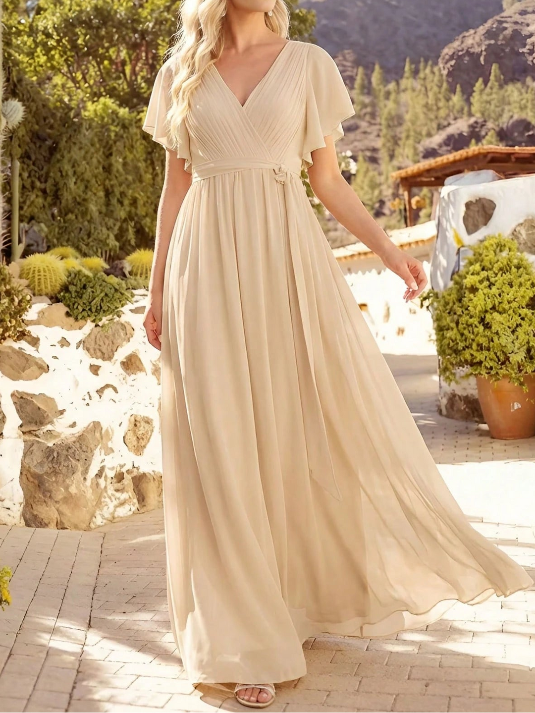 SHEIN maxi ruha, krémszínű