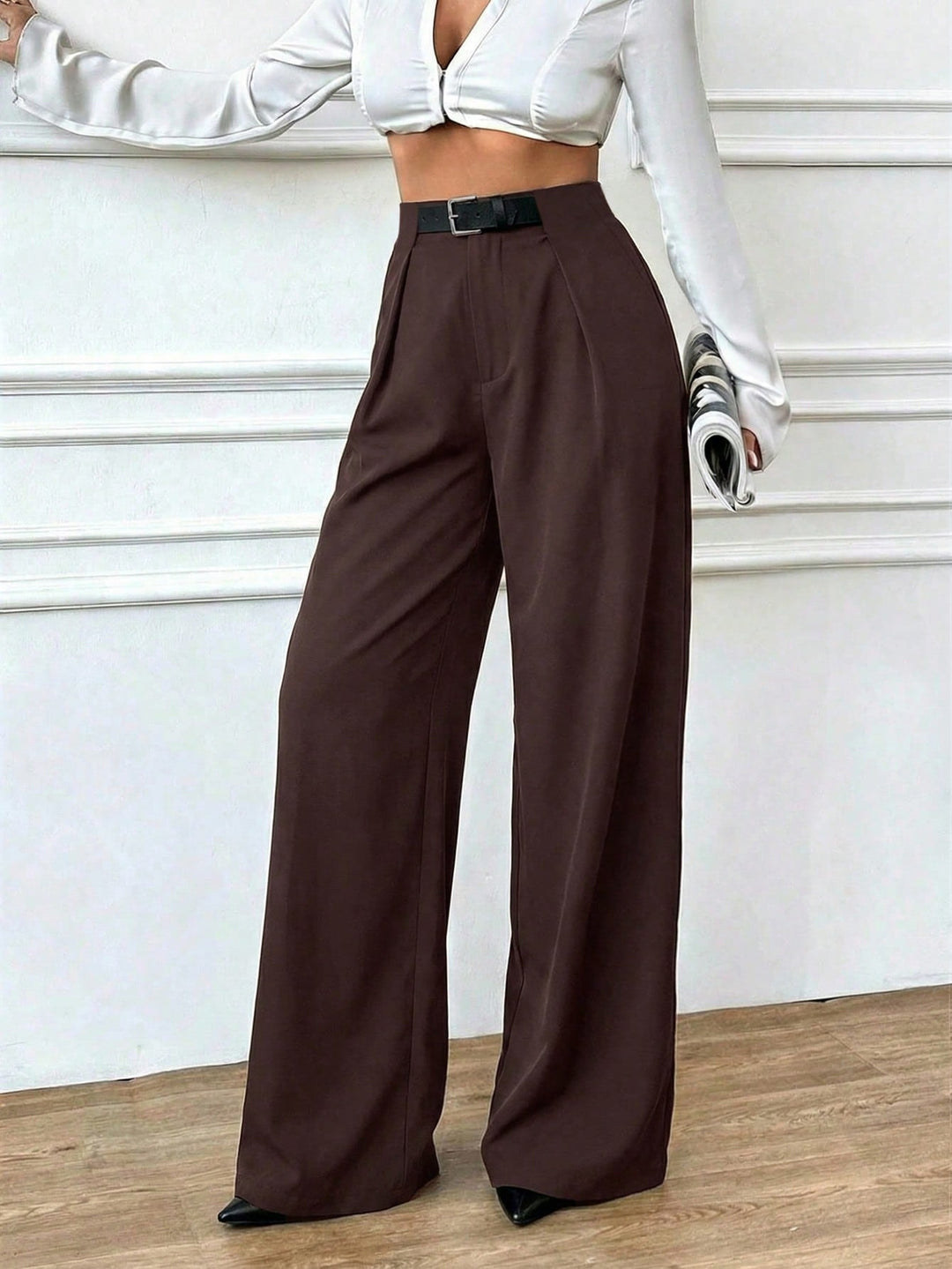 Pantaloni SHEIN, maro