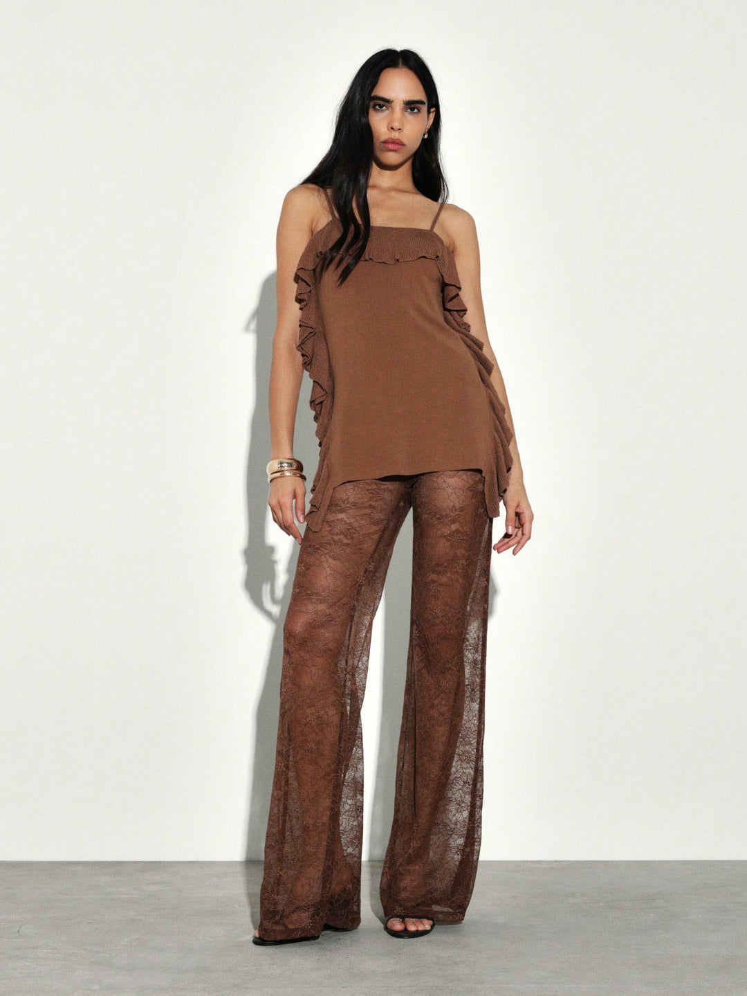 Pantaloni SHEIN, maro