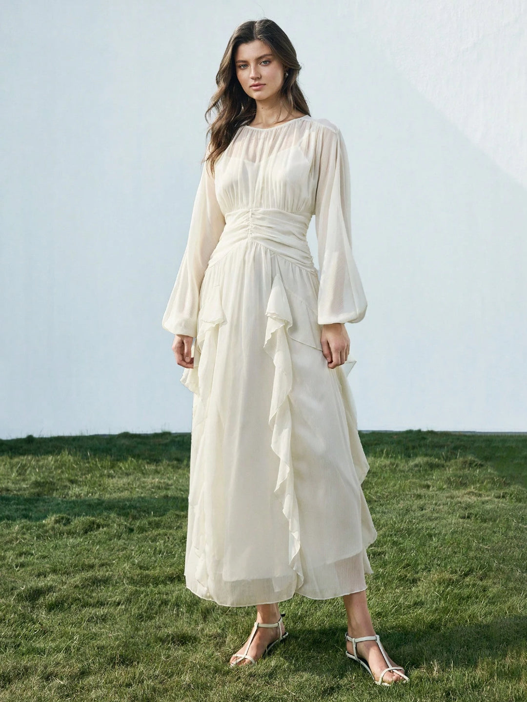 Rochie maxi SHEIN, crem