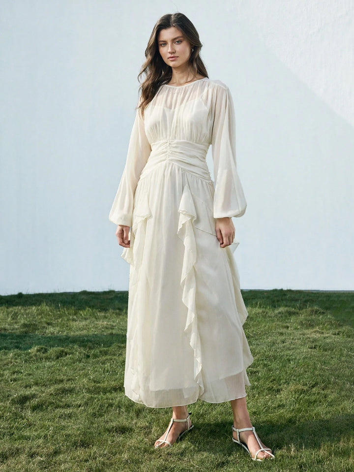 Rochie maxi SHEIN, crem