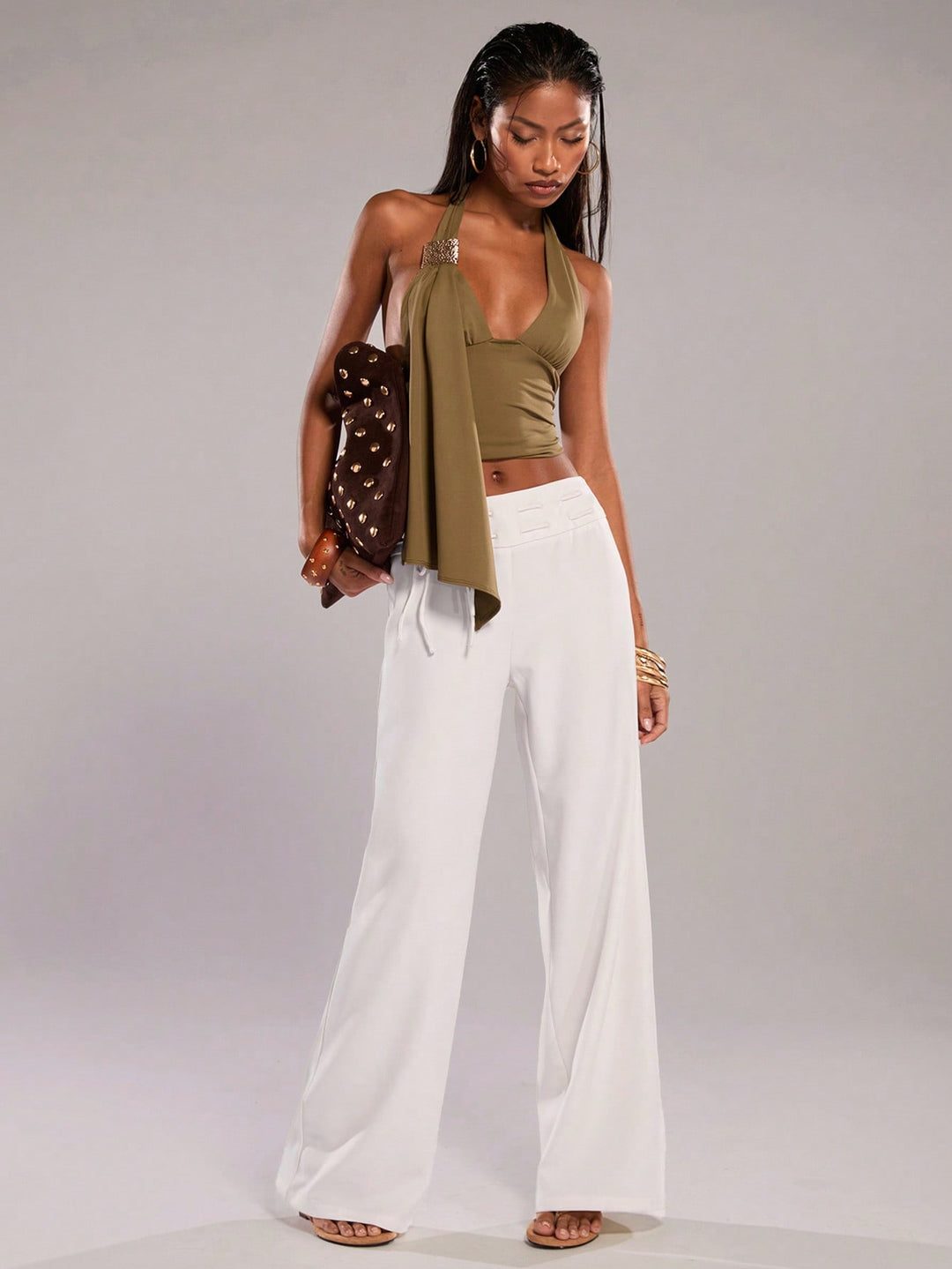 Pantaloni SHEIN, alb
