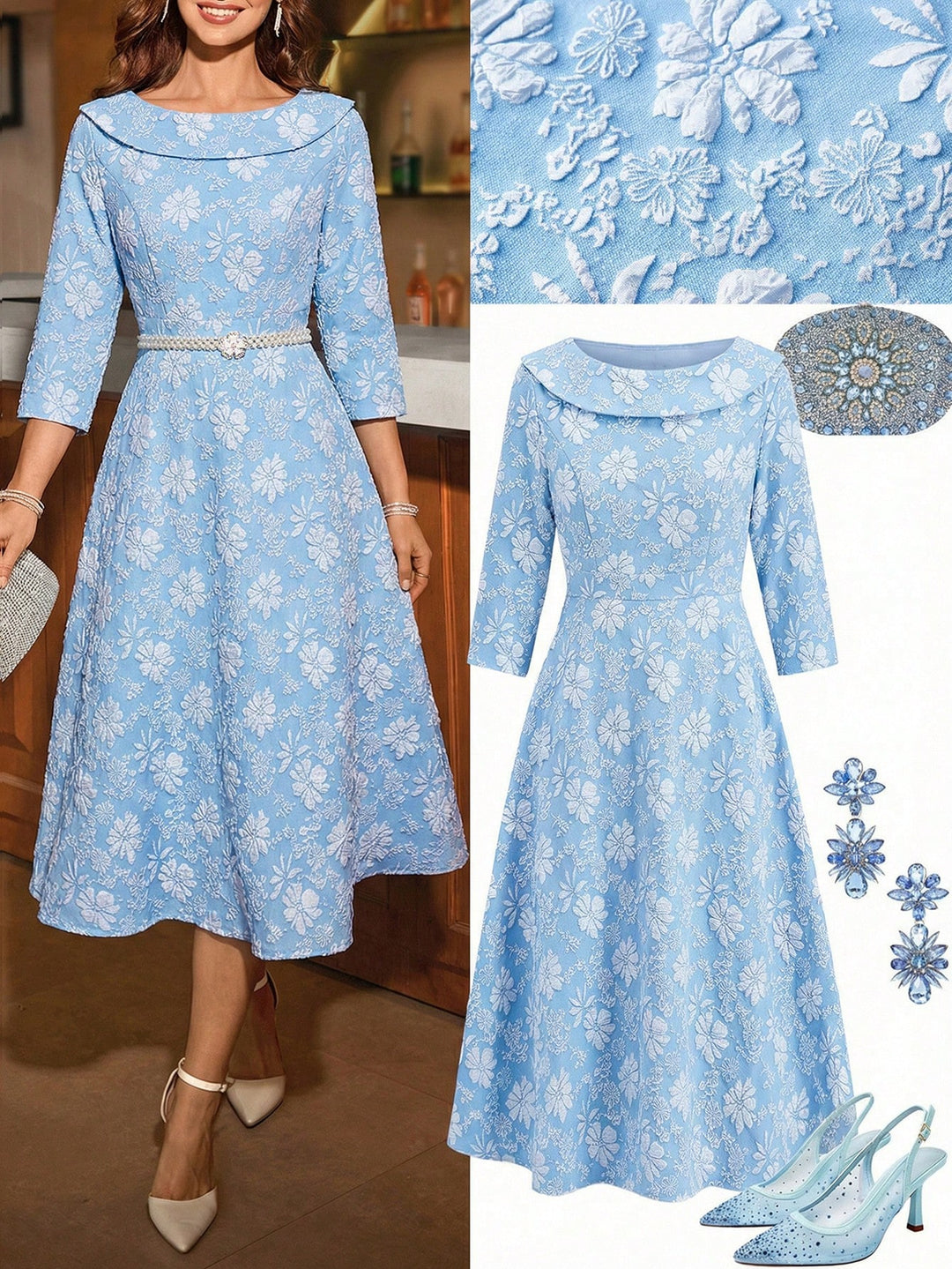 Rochie midi SHEIN, albastru