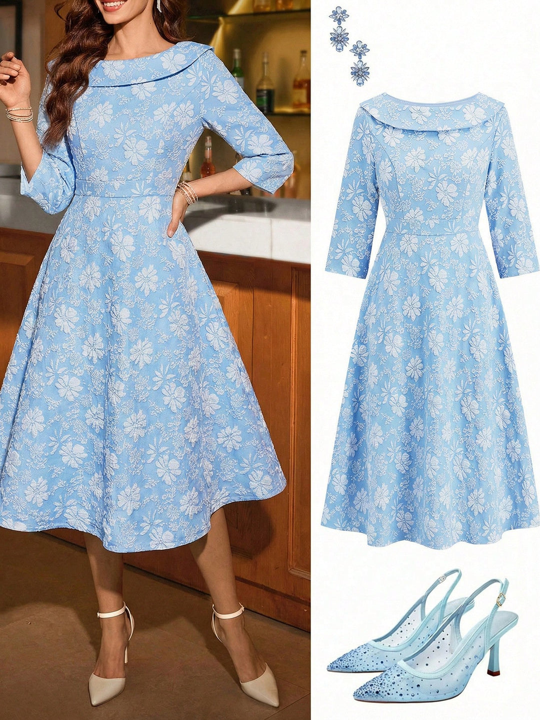 Rochie midi SHEIN, albastru
