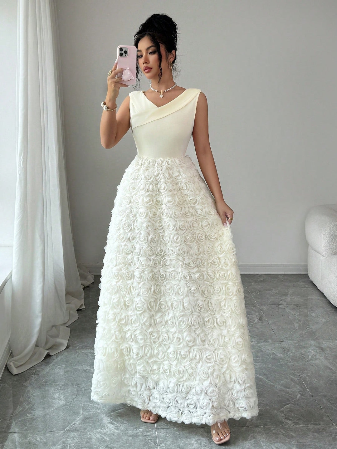 Rochie maxi SHEIN, bej