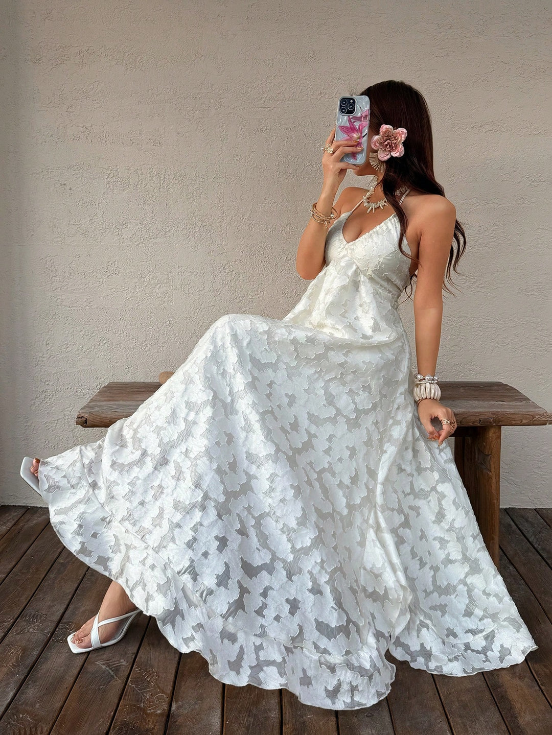 Rochie maxi SHEIN, alb