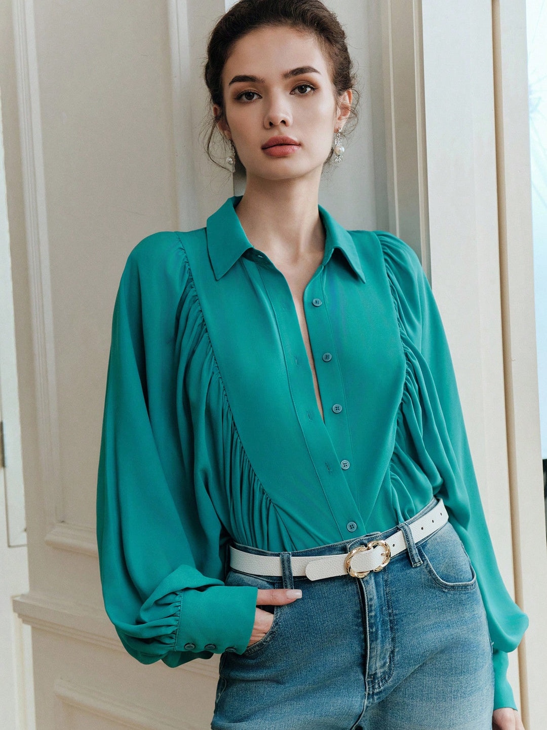 Bluza elegantă SHEIN, verde