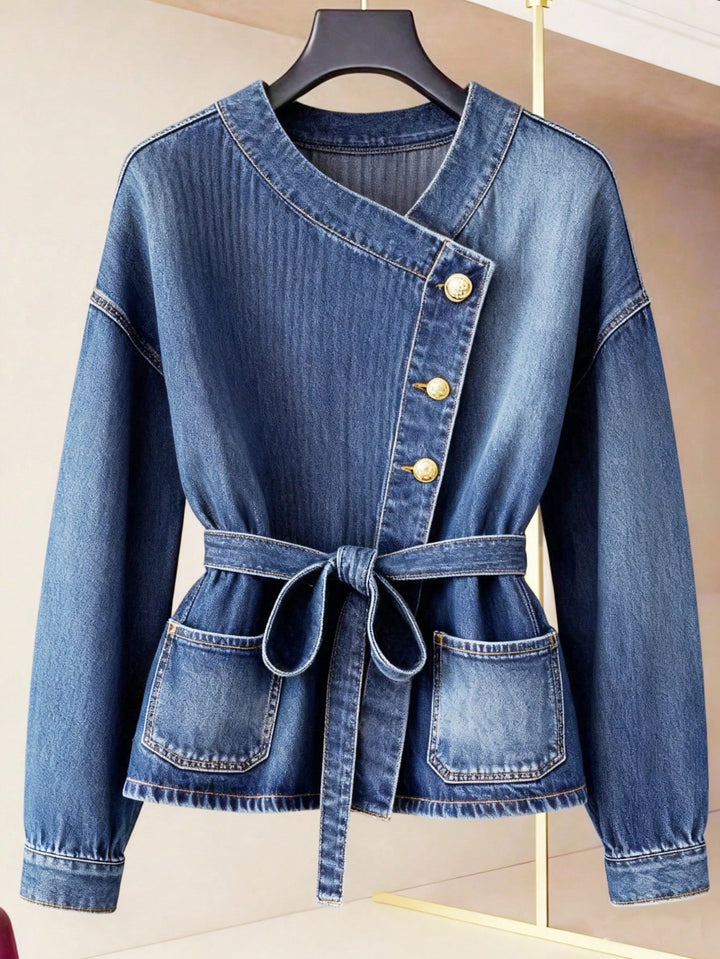 Jachetă din denim SHEIN, albastru