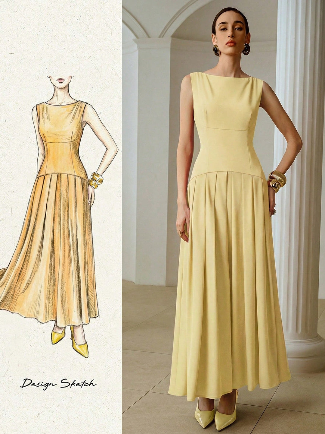 Rochie maxi SHEIN, galben