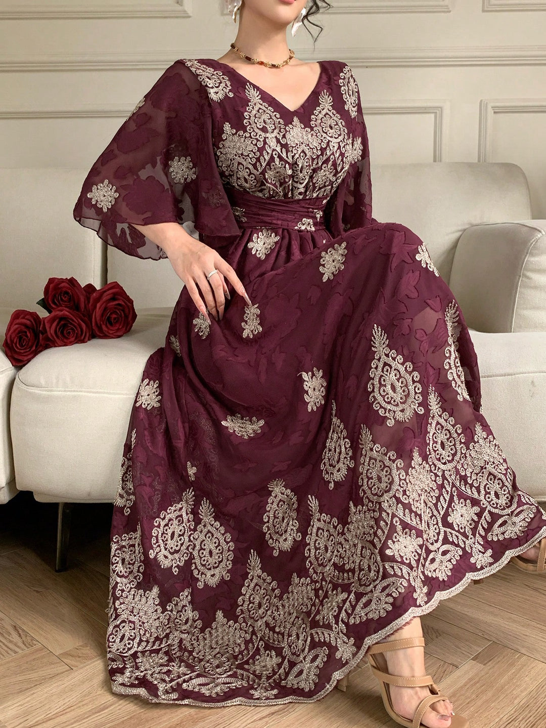 Rochie maxi SHEIN, vișiniu