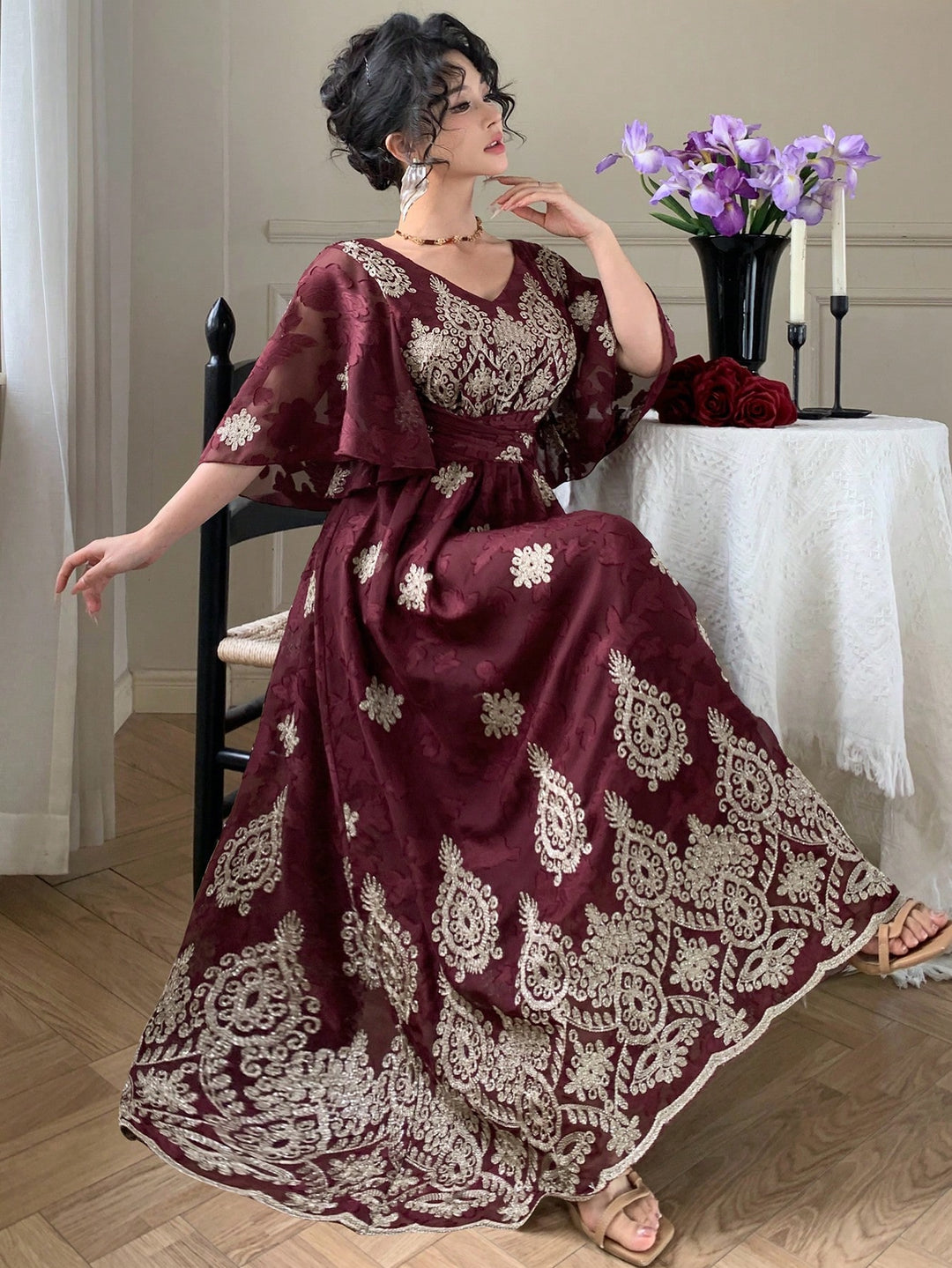 Rochie maxi SHEIN, vișiniu