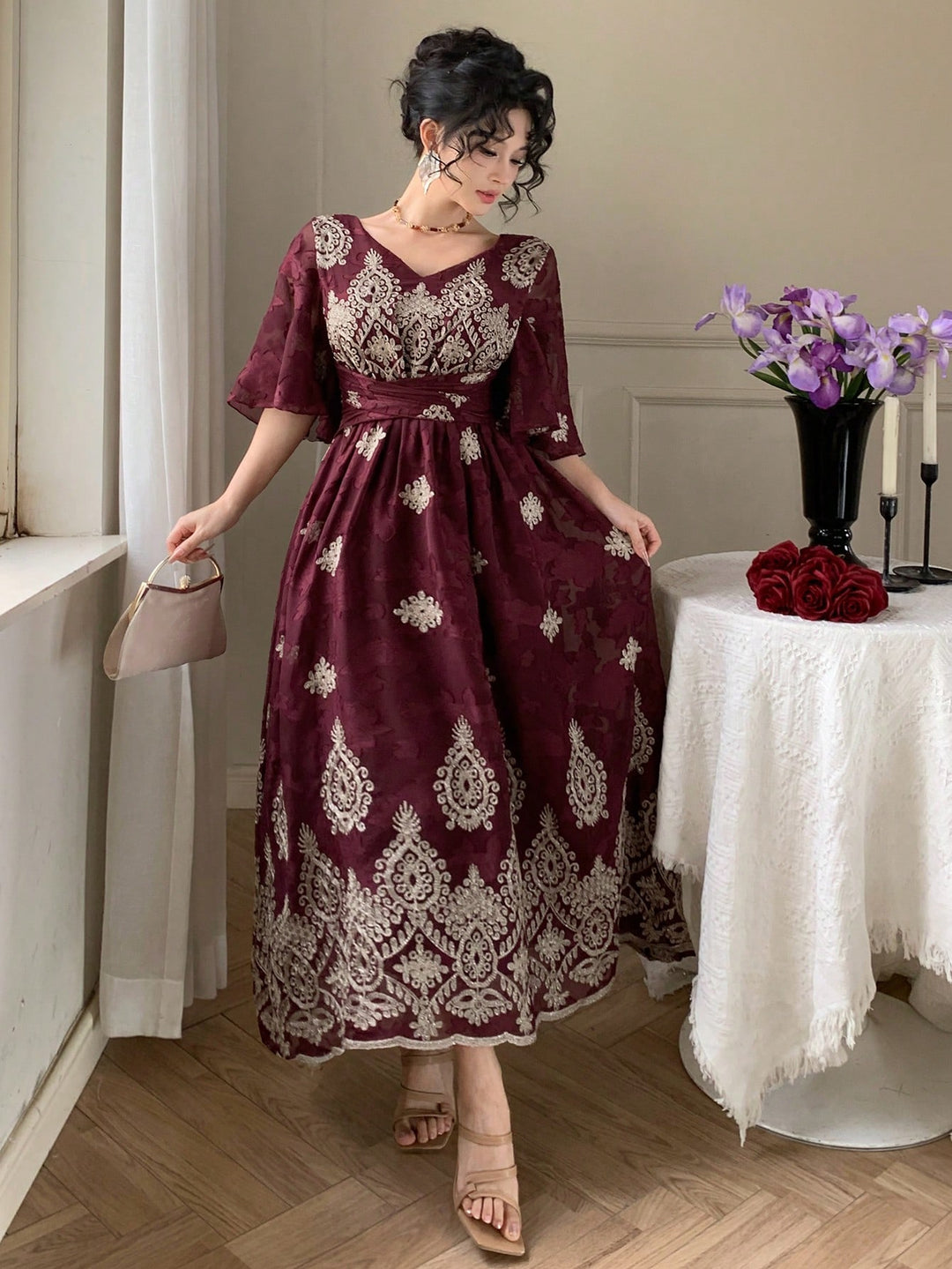 Rochie maxi SHEIN, vișiniu