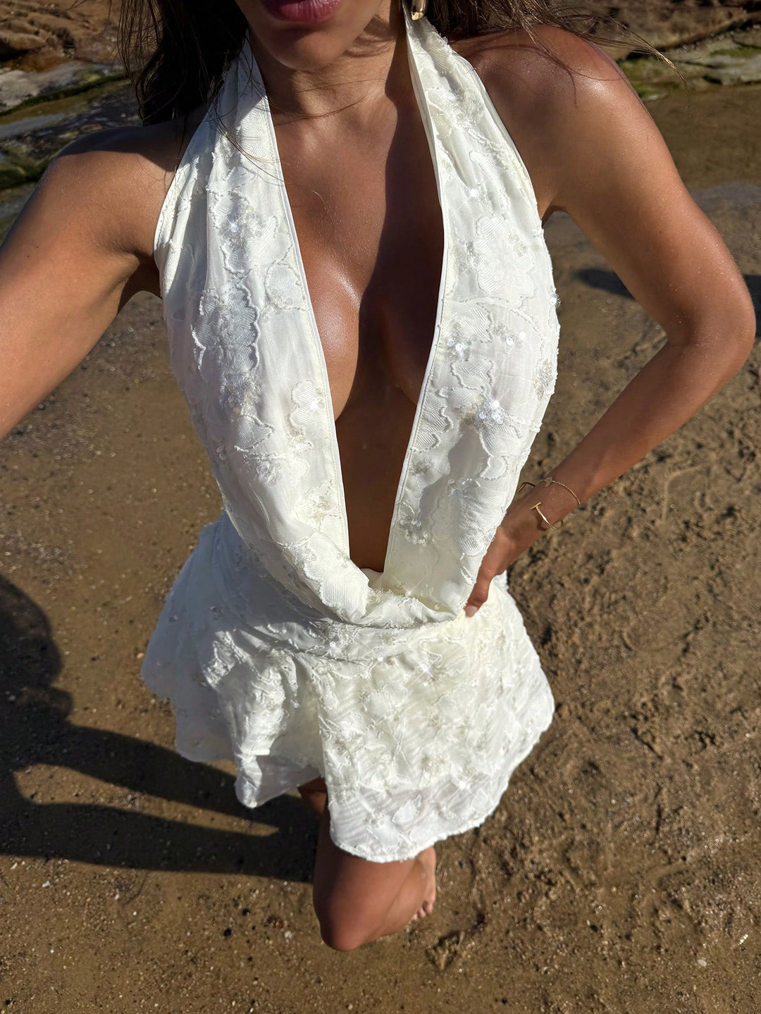 Rochie mini SHEIN, crem