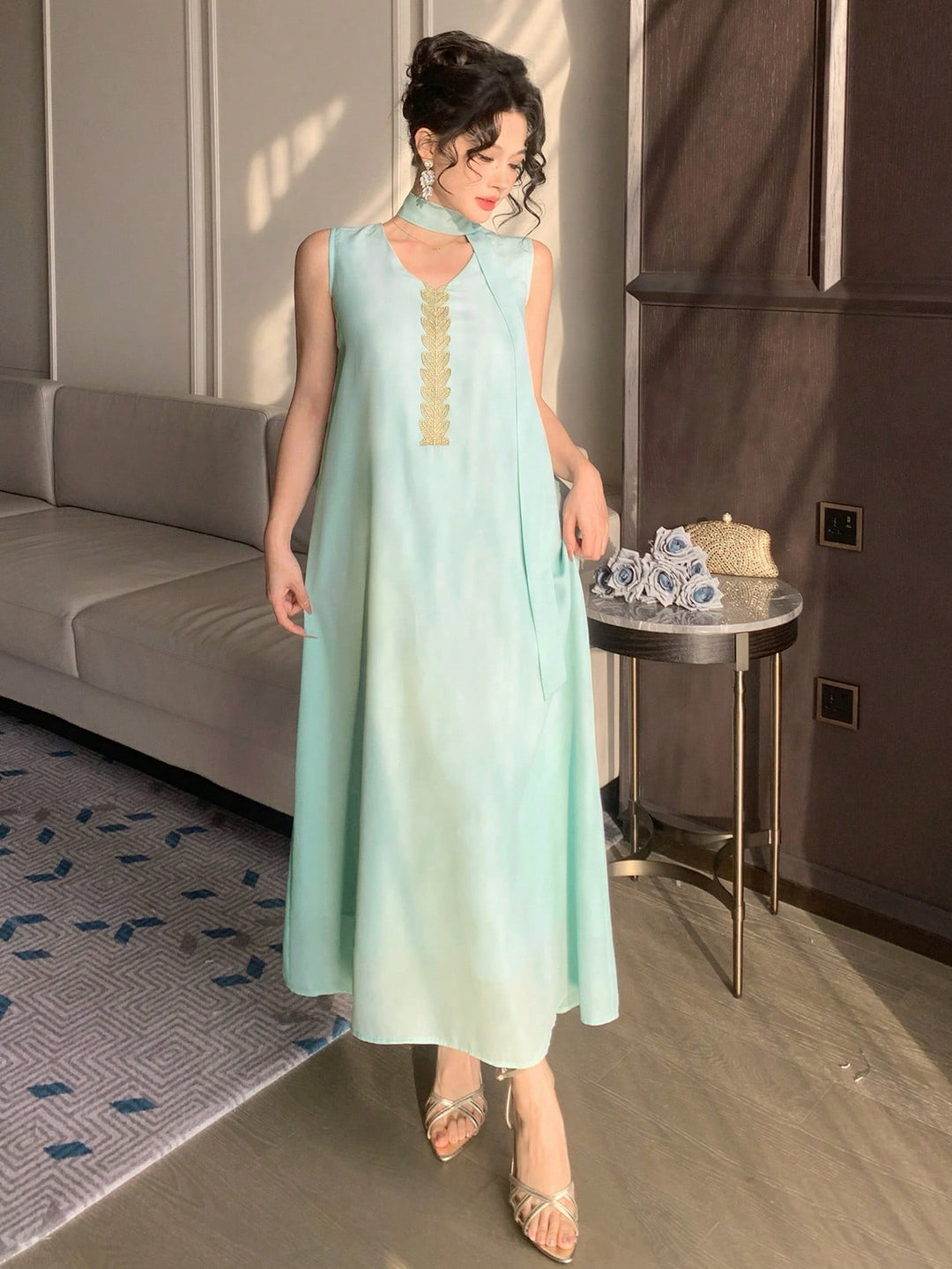 Rochie maxi SHEIN, verde