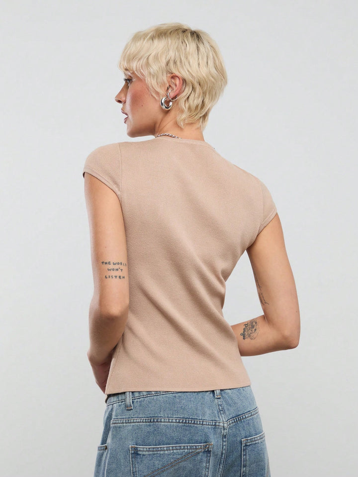 Top asimetric SHEIN, roz