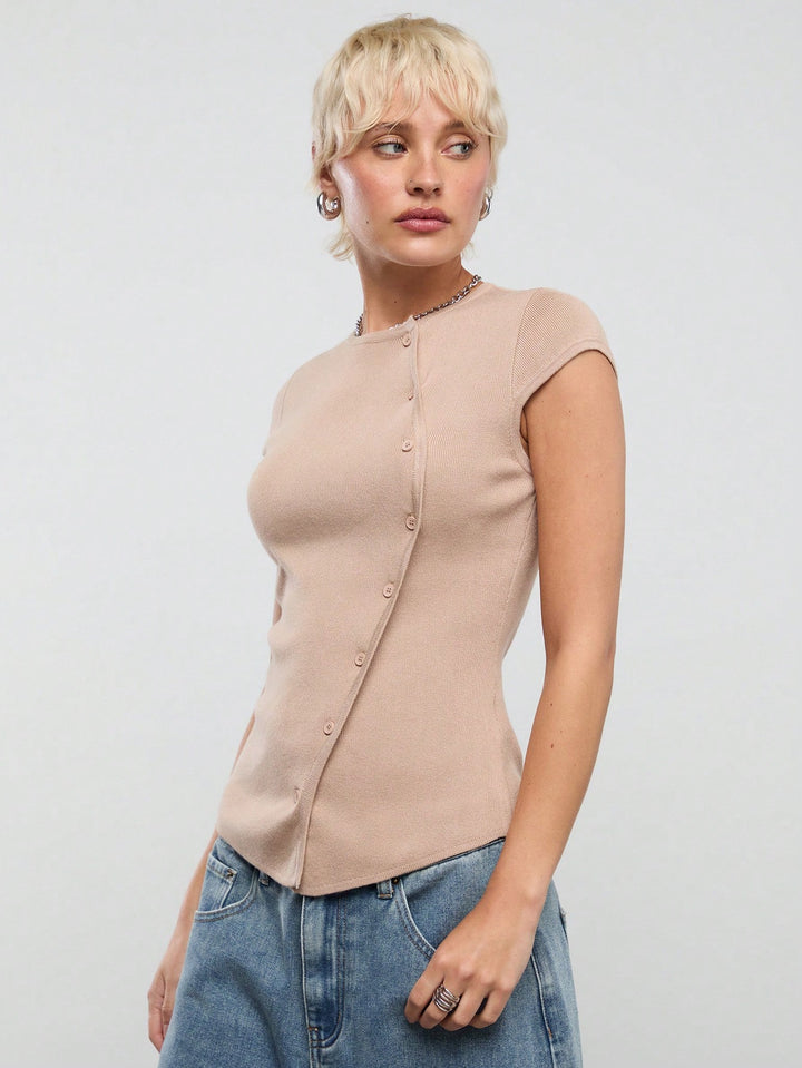 Top asimetric SHEIN, roz