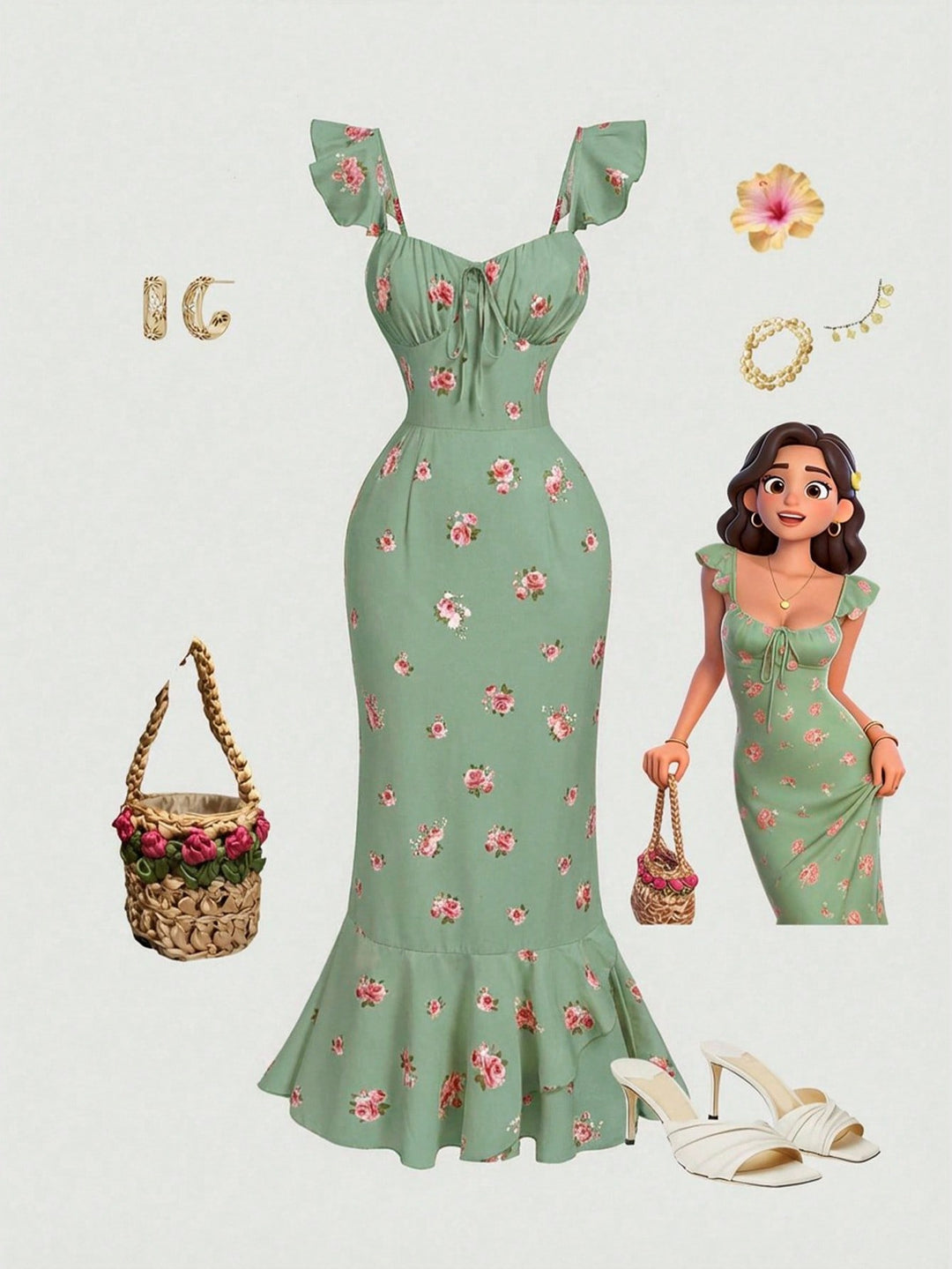 Rochie maxi SHEIN, verde