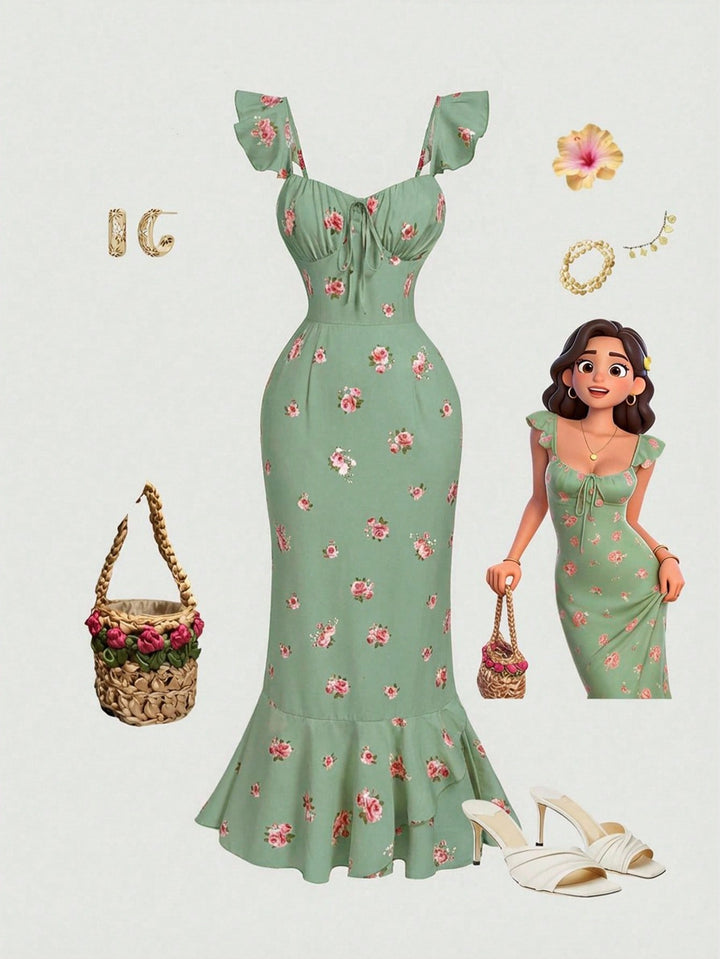 Rochie maxi SHEIN, verde