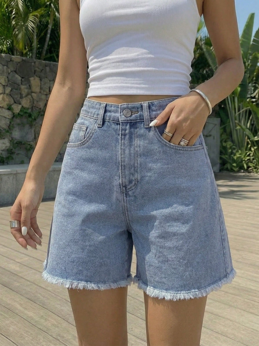 Pantaloni scurți de blugi SHEIN, albastru