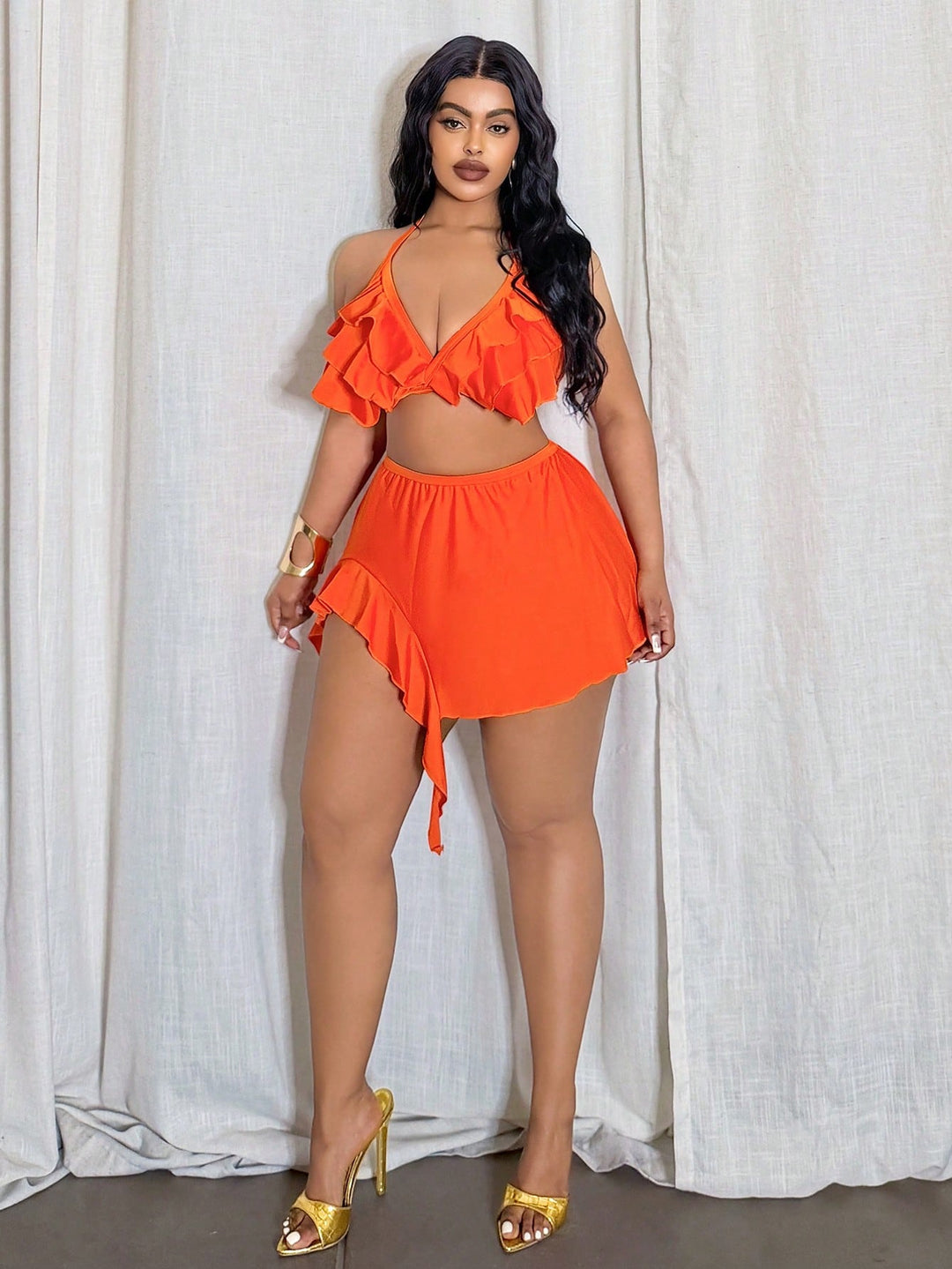 Set bikini de baie SHEIN, portocaliu