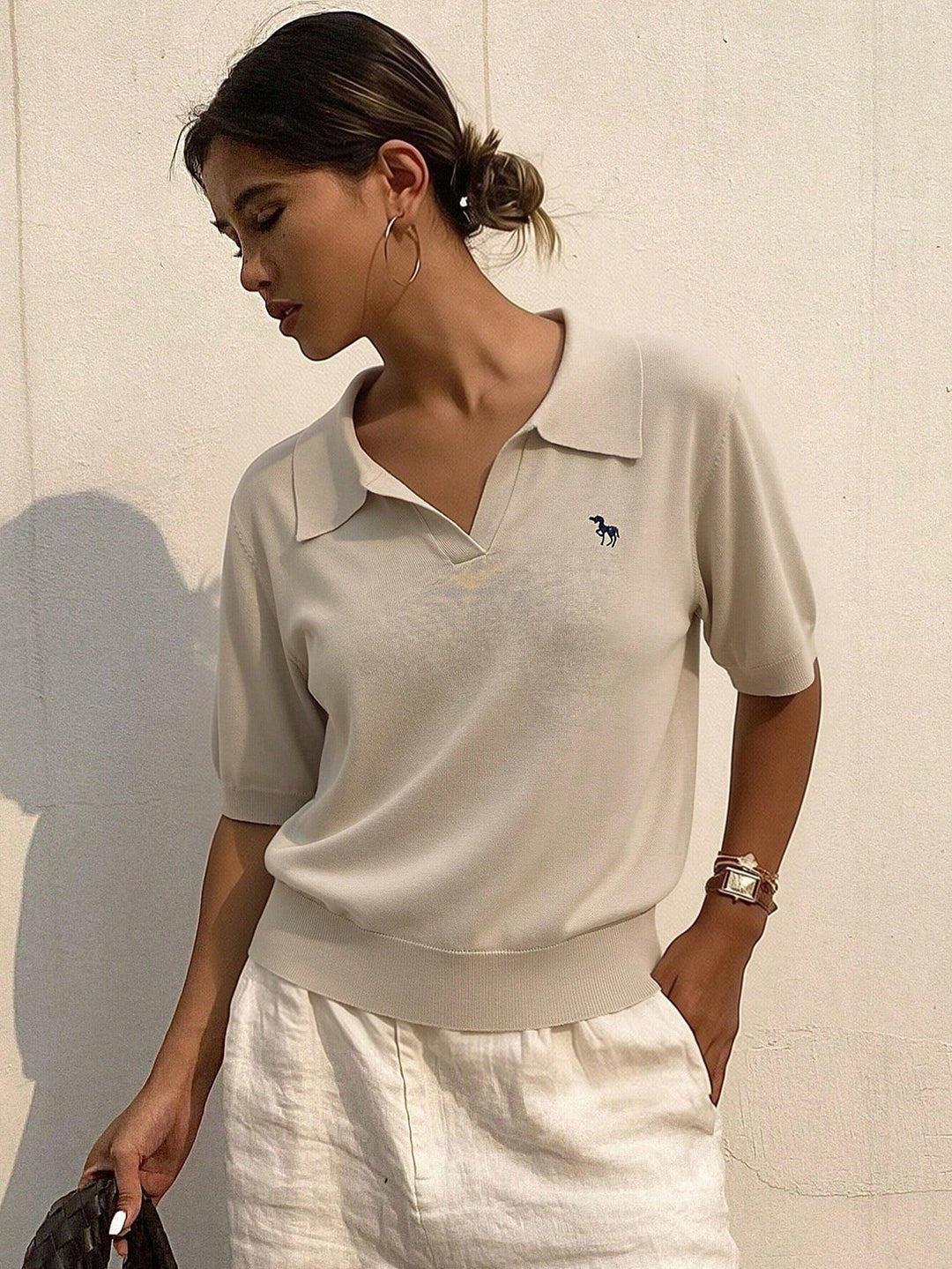 Tricou polo SHEIN, bej