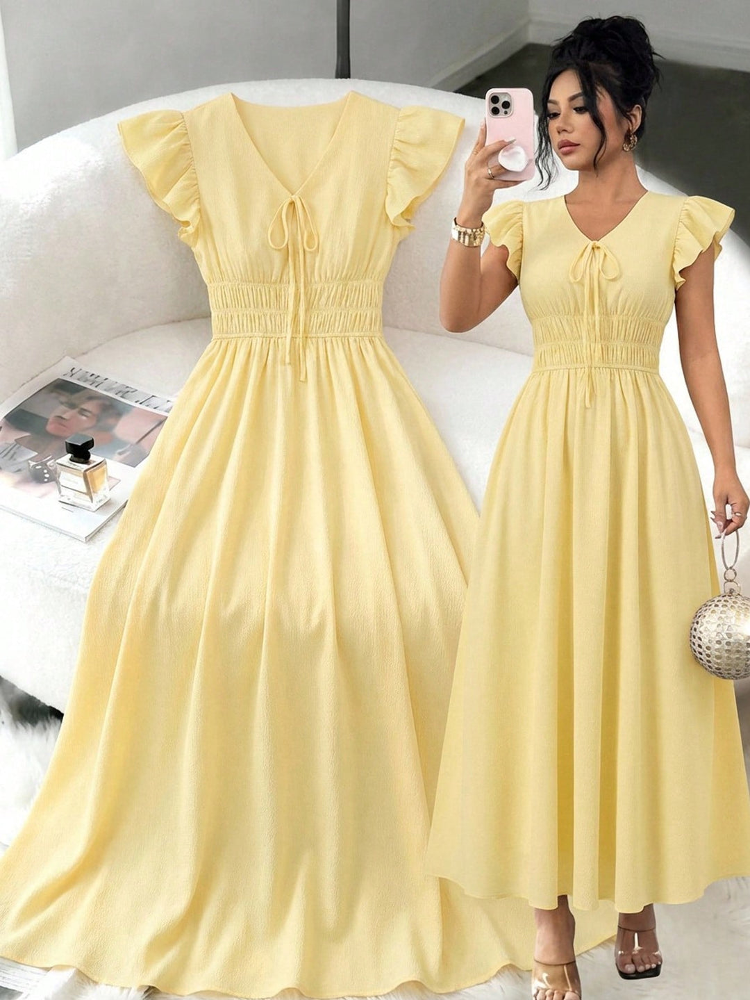 Rochie midi SHEIN, galben