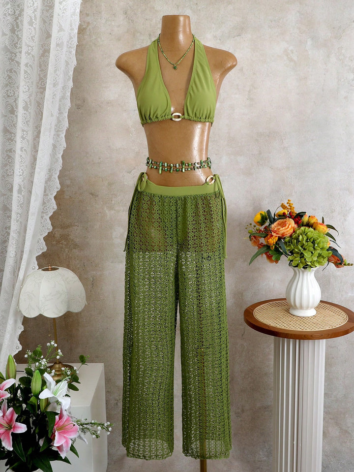 Set costum de baie SHEIN, verde