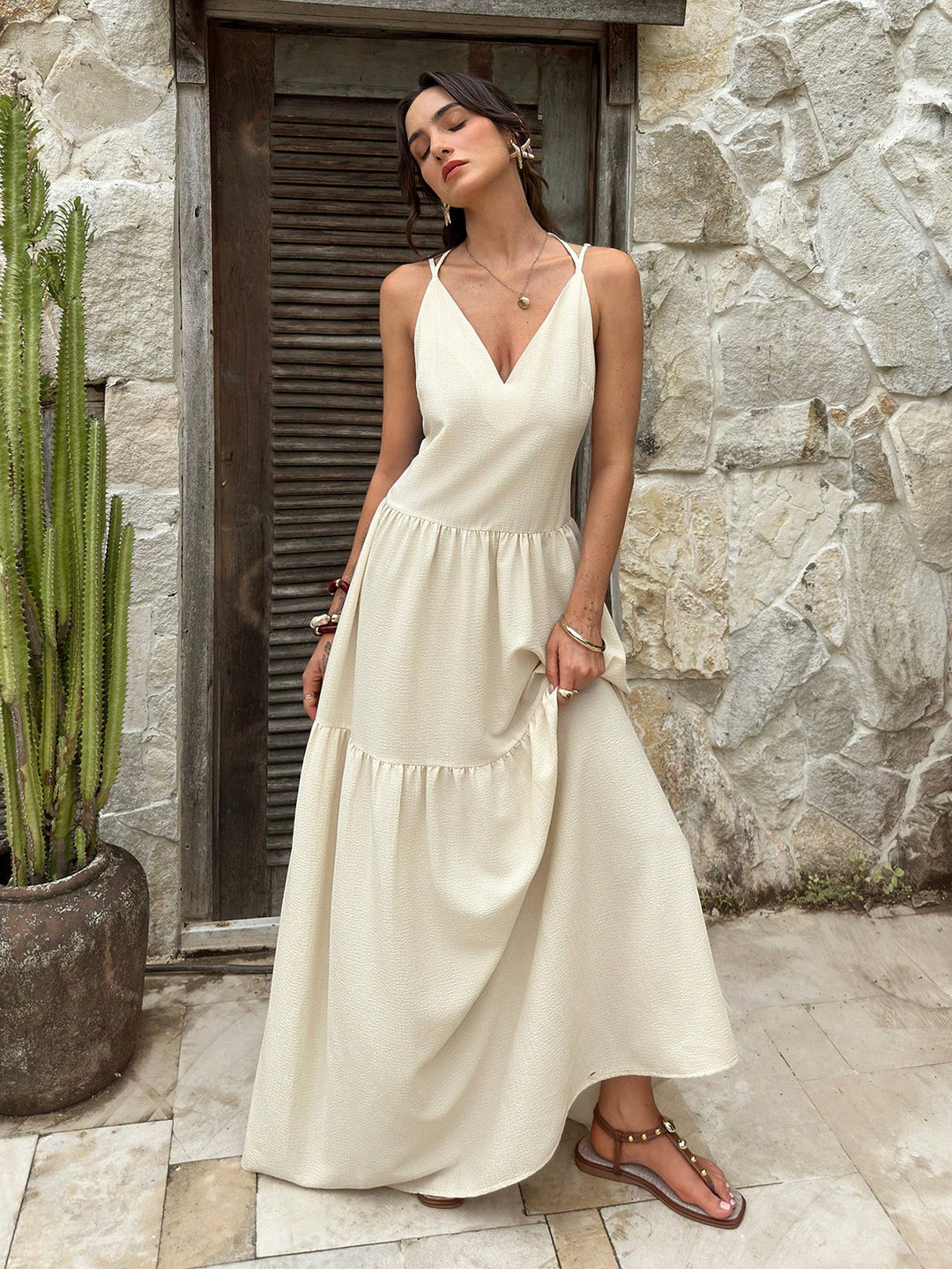 Rochie maxi SHEIN, bej