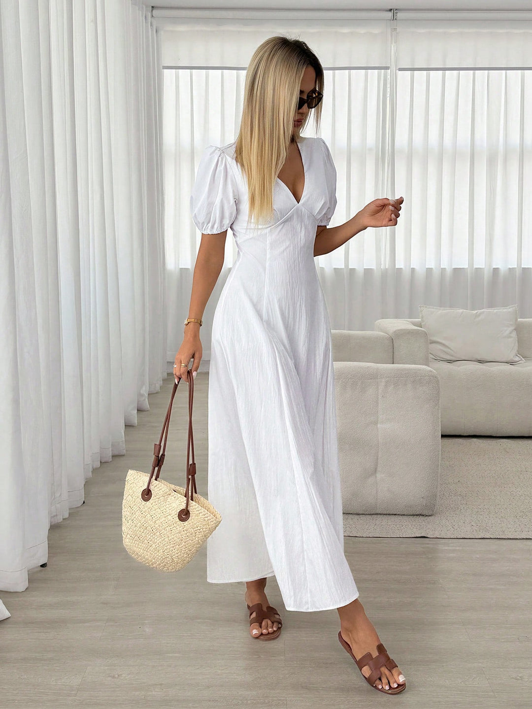 Rochie maxi SHEIN, alb