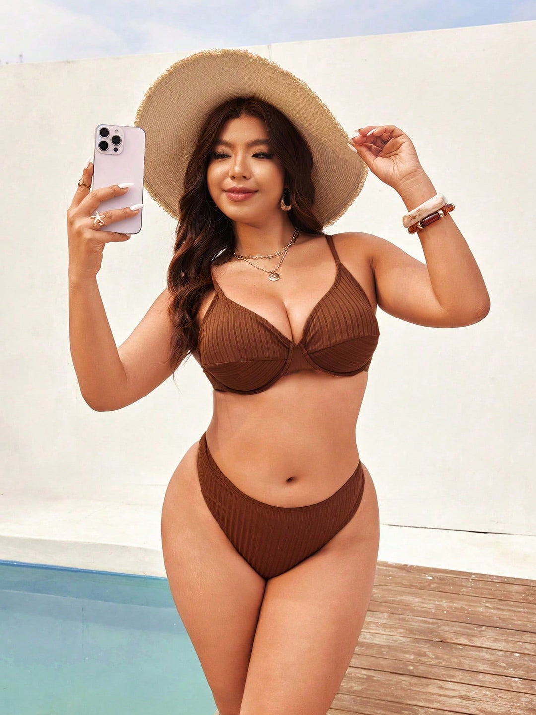 Set bikini de baie SHEIN, maro