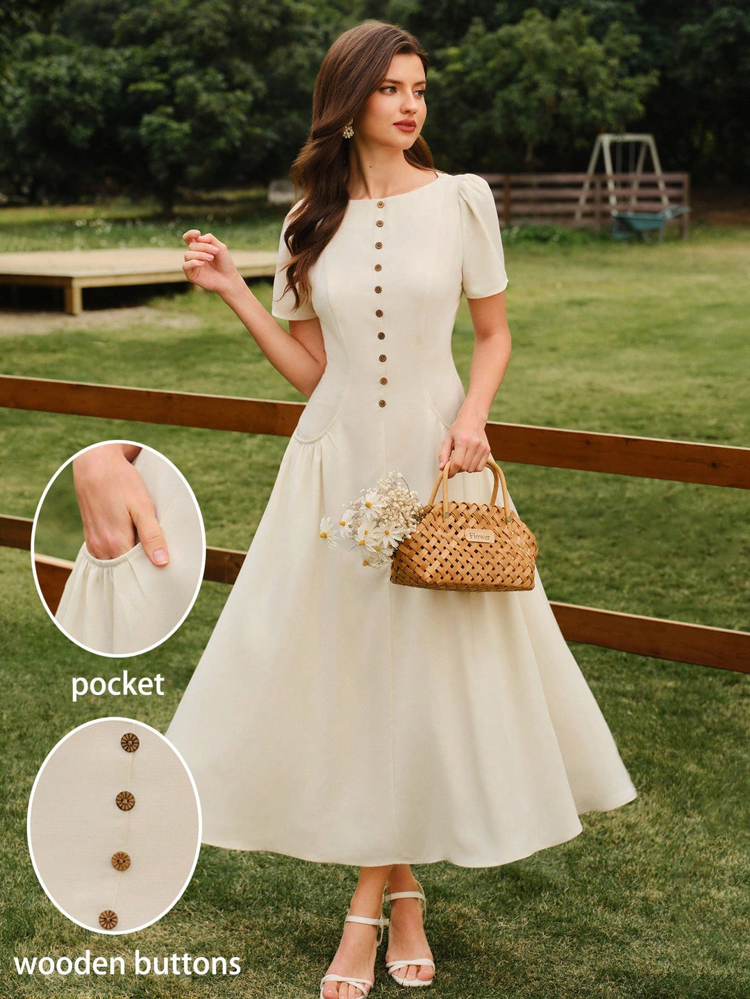Rochie maxi SHEIN, bej
