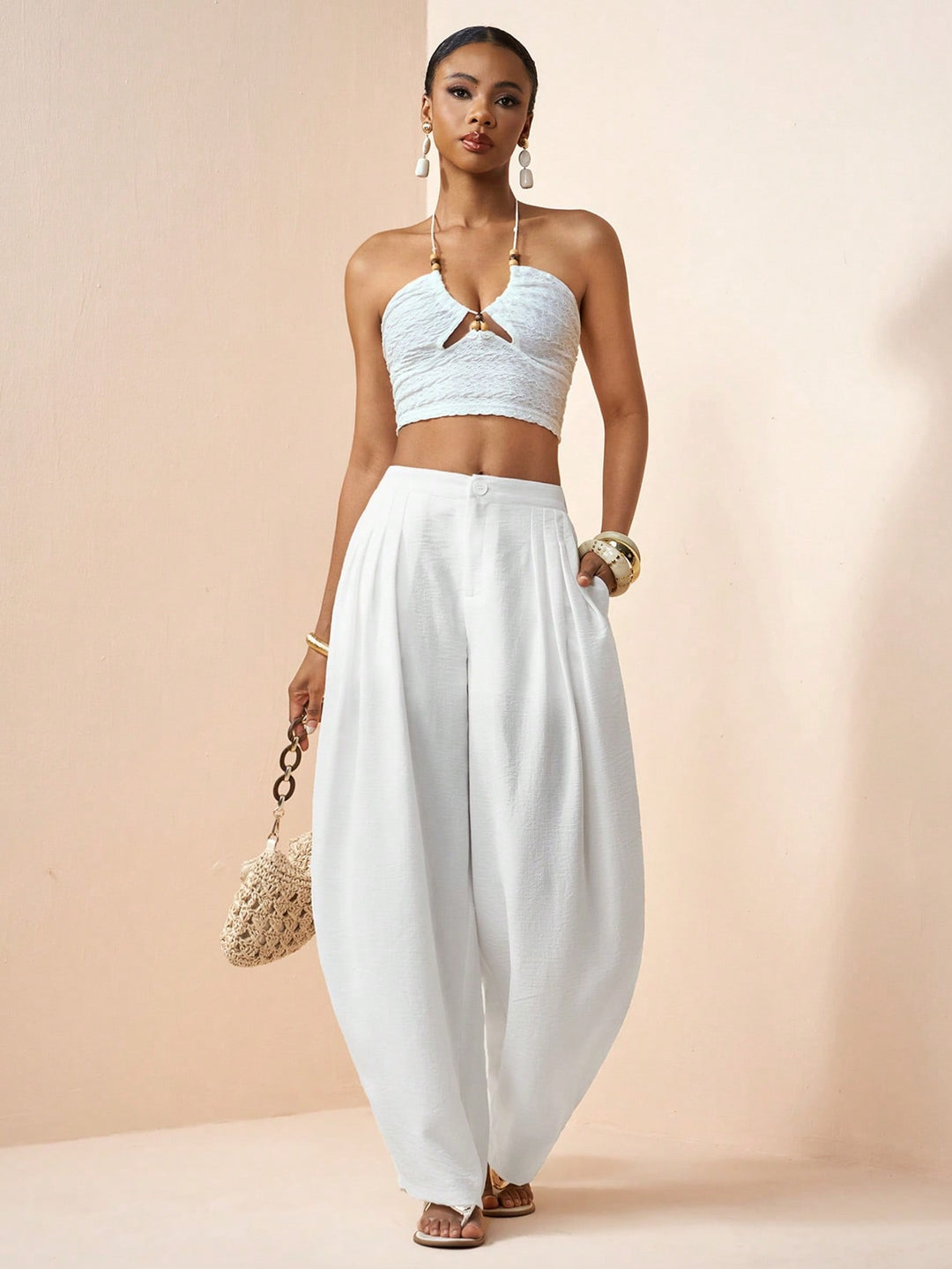 Pantaloni SHEIN, alb