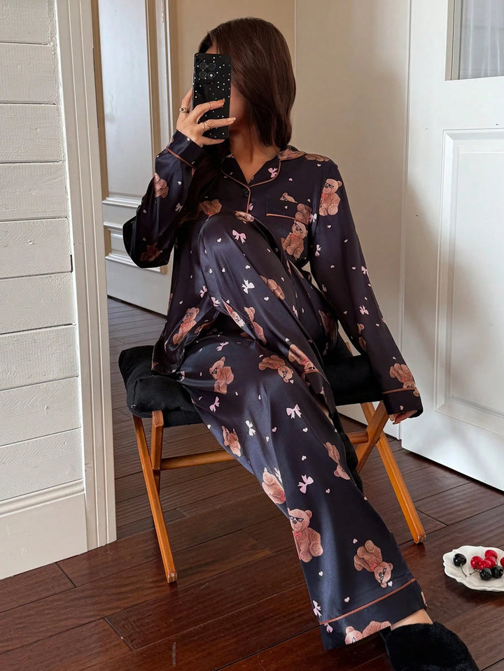 Compleu pijamale SHEIN, negru