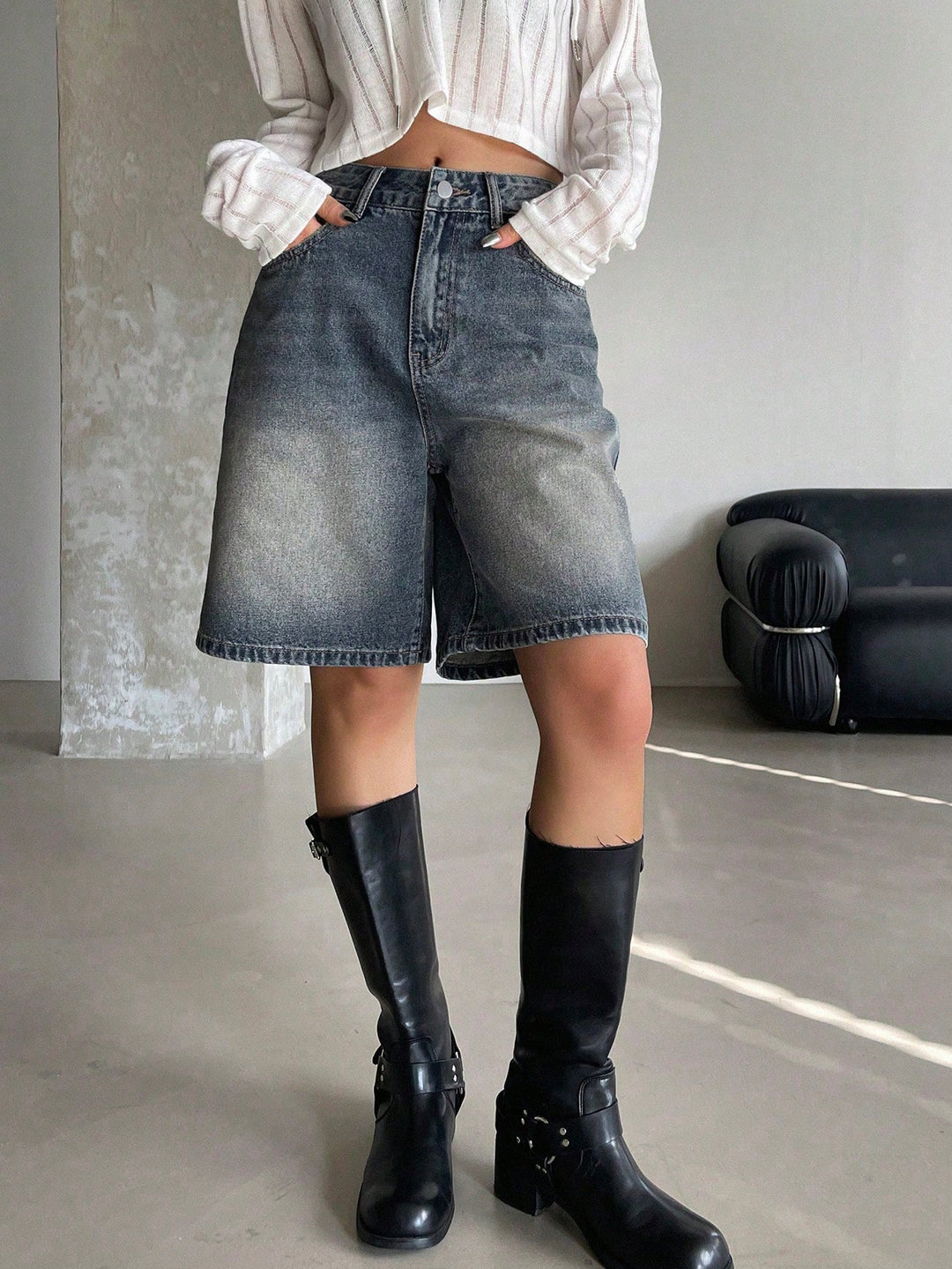 Pantaloni scurți SHEIN, albastru