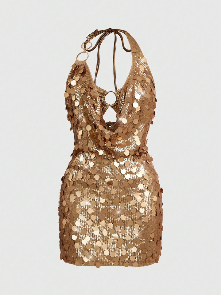 Rochie scurtă SHEIN, auriu