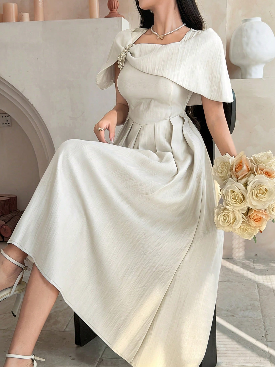 Rochie maxi SHEIN, bej