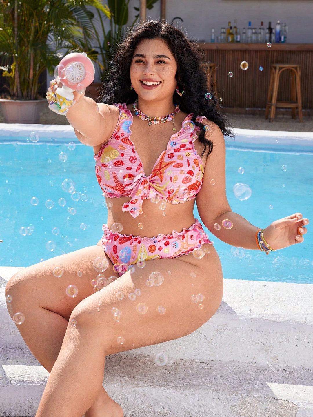 Set bikini de baie SHEIN, roz