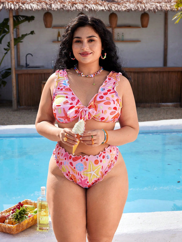 Set bikini de baie SHEIN, roz
