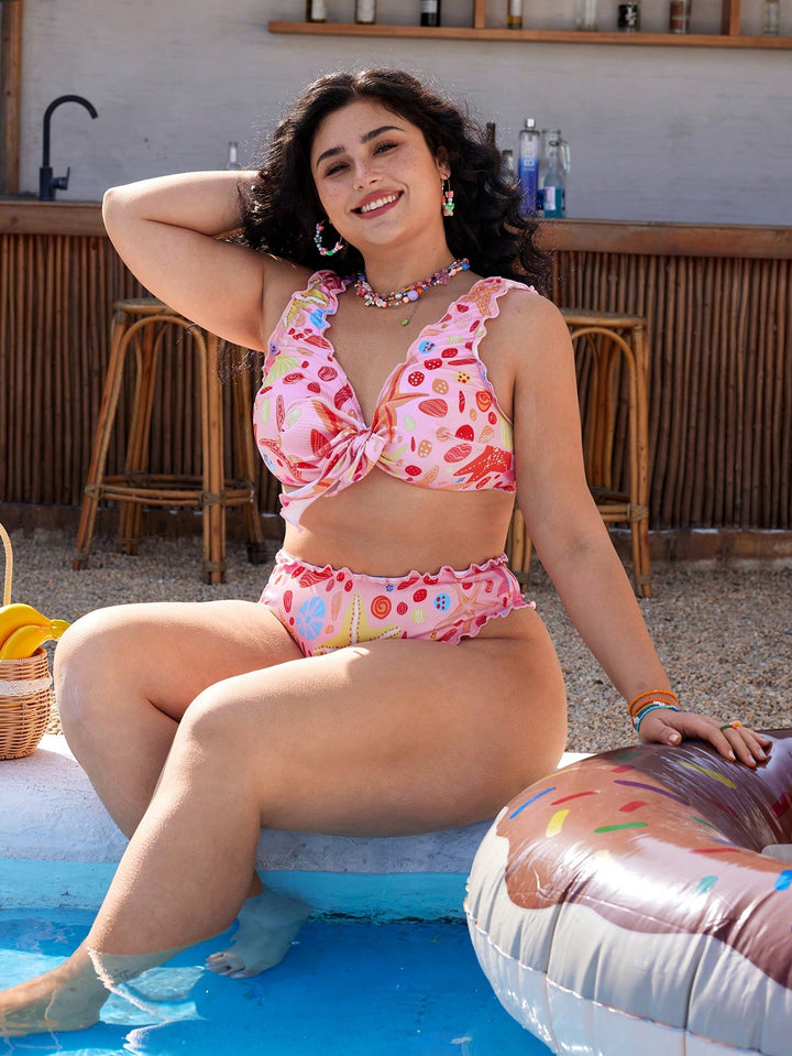 Set bikini de baie SHEIN, roz